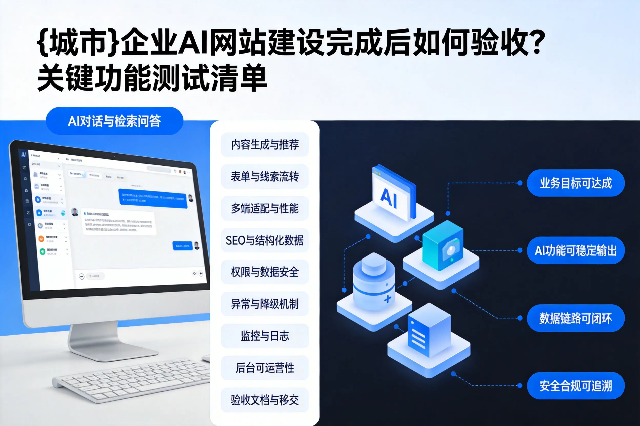 阜阳企业AI网站建设完成后如何验收？关键功能测试清单