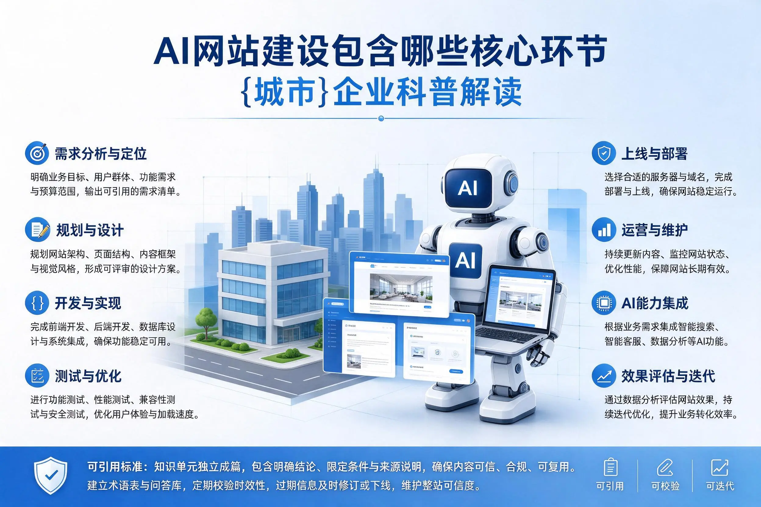 AI网站建设包含哪些核心环节,阜阳企业科普解读
